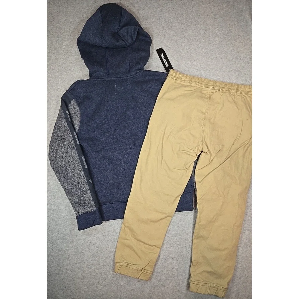 DKNY Boys Size 2T 2pc Full‎ Zip Sweatshirt Jogger Outfit Set Blue Khaki NWT